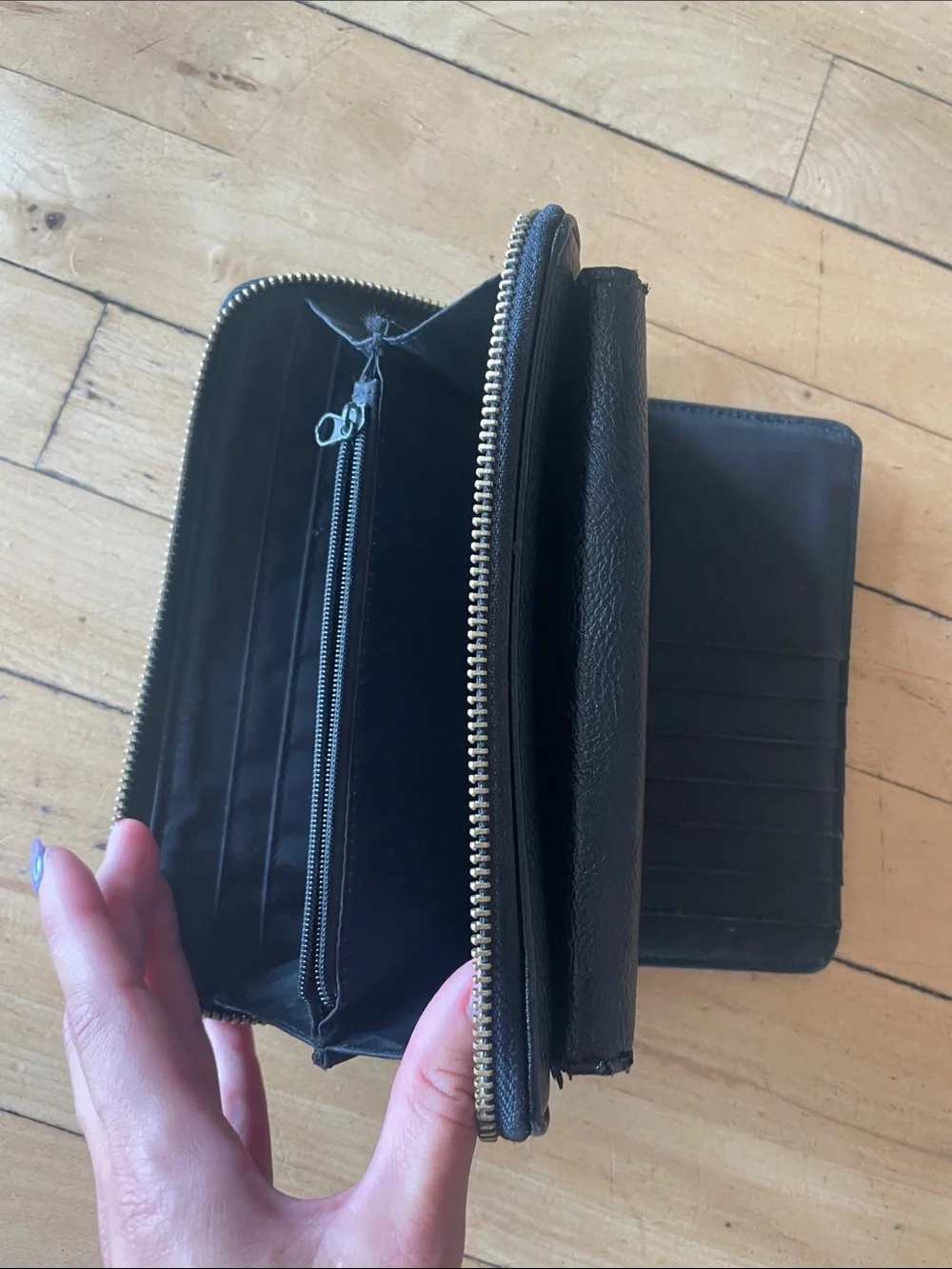 Black Leather women’s Travel Wallet - Compact Organizer